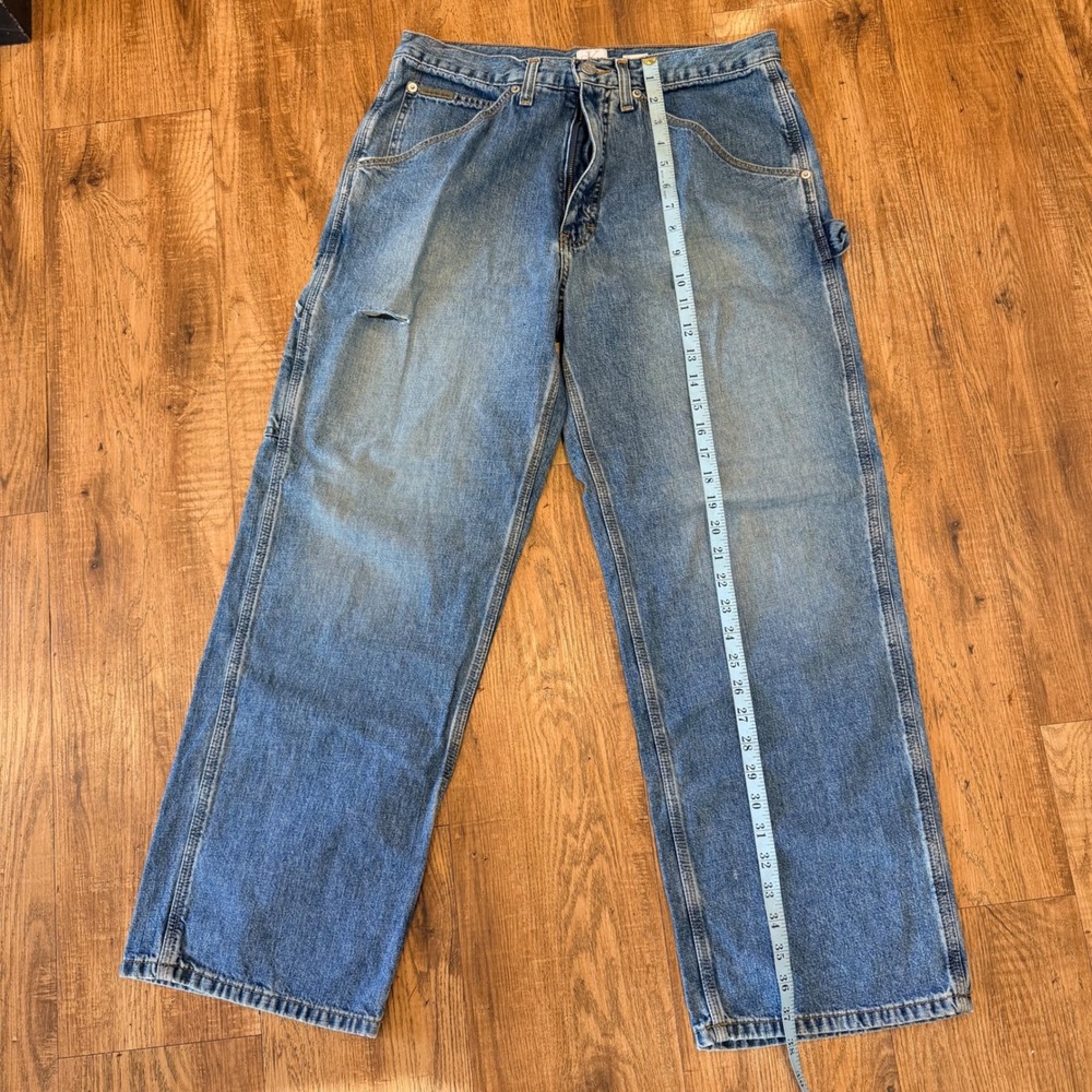 Calvin Klein Jeans Mens 32x30 Worker Carpenter Pants Blue Denim Wide Leg Vintage - Picture 3 of 13